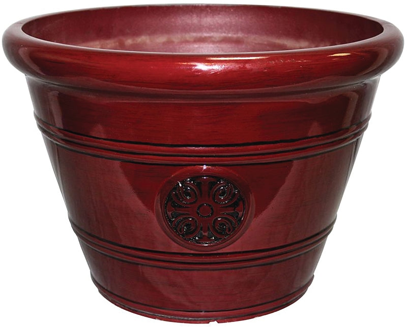 SOUTHERN PATIO Southern Patio HDP-019299 Planter, 10-1/2 in H, 12 in W, 12 in D, Vinyl, Oxblood