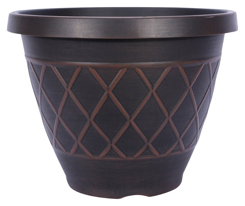 SOUTHERN PATIO Southern Patio HDR-054849 Planter, 15 in H, Round, Resin, Brown LAWN & GARDEN SOUTHERN PATIO