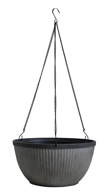 SOUTHERN PATIO Southern Patio HDR-054801 Westlake Hanging Basket, Grooved Pattern, Resin, Rustic Galvanized