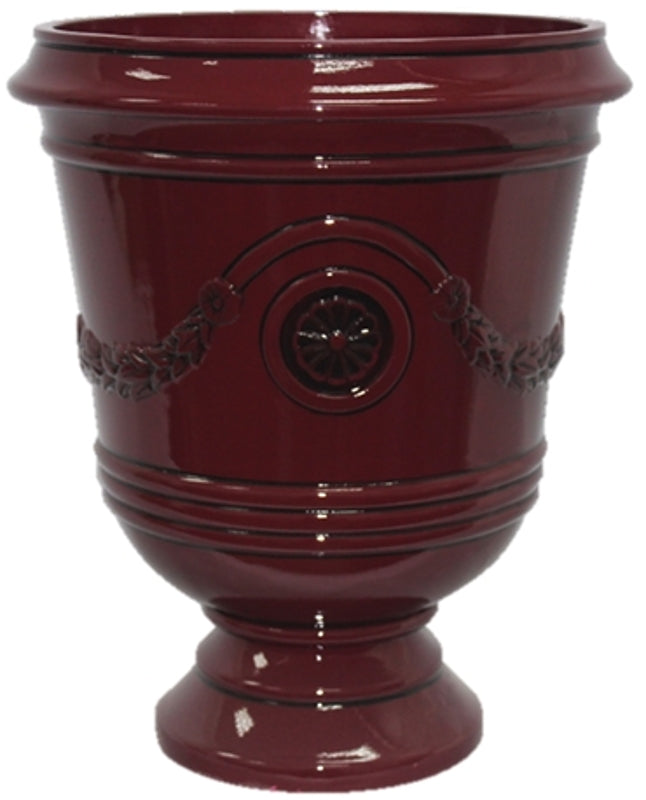SOUTHERN PATIO Southern Patio CMX-047025 Porter Urn, 18 in H, 15-1/2 in W, 15-1/2 in D, Ceramic/Resin Composite, Oxblood, Gloss