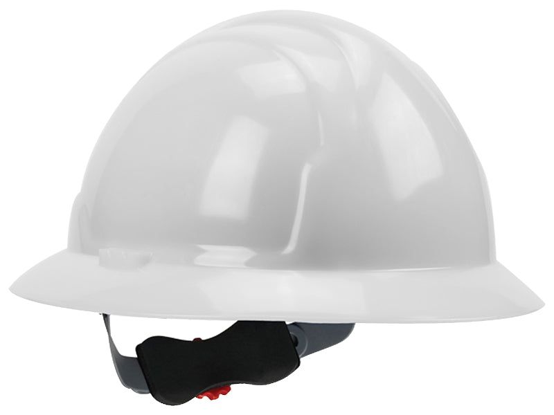 BOSS MFG Safety Works SWX00358 Hard Hat, White, 4-Point Textile Suspension, HDPE Shell, Class: E