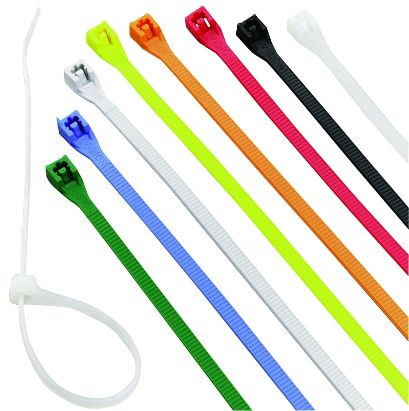 CALTERM Calterm 73240 Cable Tie, 13/16 in Max Bundle Dia, 6/6 Nylon, Assorted, 4 in L, 100/PK ELECTRICAL CALTERM