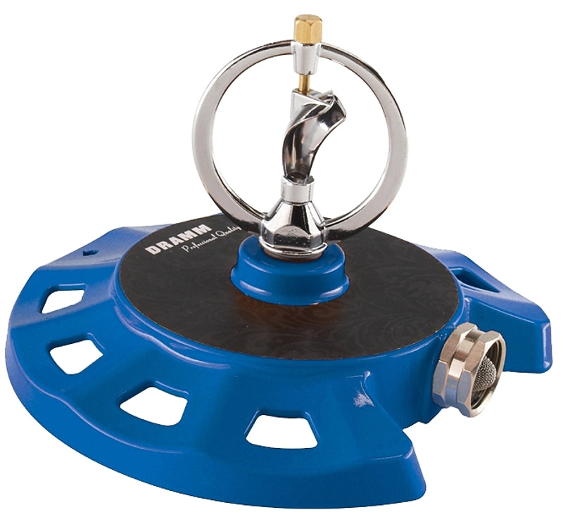 DRAMM Dramm 15075 Spinning Sprinkler, Blue, 1100 sq-ft, Pop-Up Nozzle Trajectory, Spray Nozzle, Aluminum/Plastic/Zinc