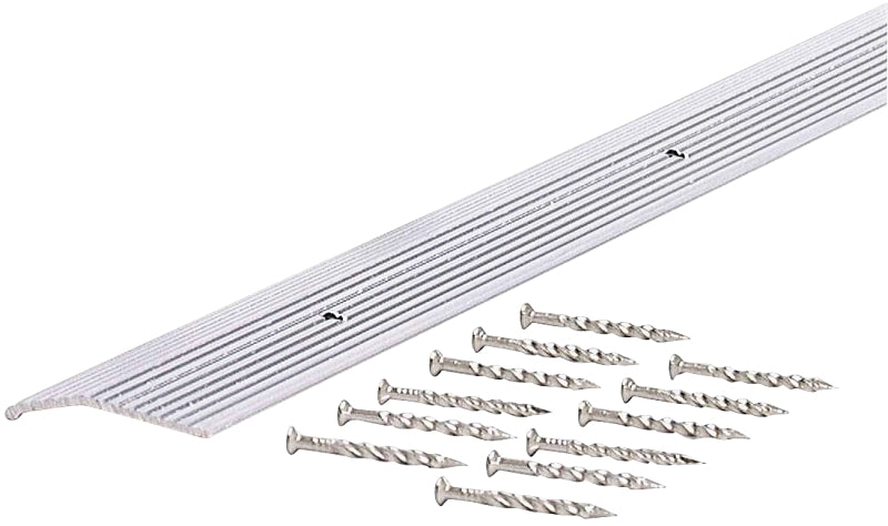 M-D M-D 78071 Carpet Trim, 36 in L, 1-3/8 in W, Fluted Surface, Aluminum, Silver