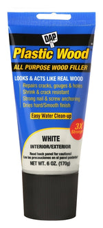 DAP DAP COLORmaxx 7079800585 Wood Filler, Paste, Slight, White, 6 oz Tube PAINT DAP