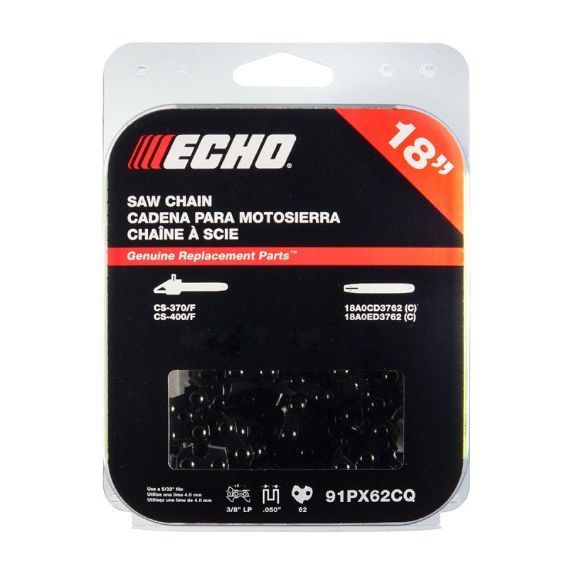ECHO Echo 91PX Series 91PX62CQ Chainsaw Chain, Low Kickback, Low Vibration Chain, 18 in L Bar, 0.05 in, 3/8 in TPI/Pitch OUTDOOR LIVING & POWER EQUIPMENT ECHO