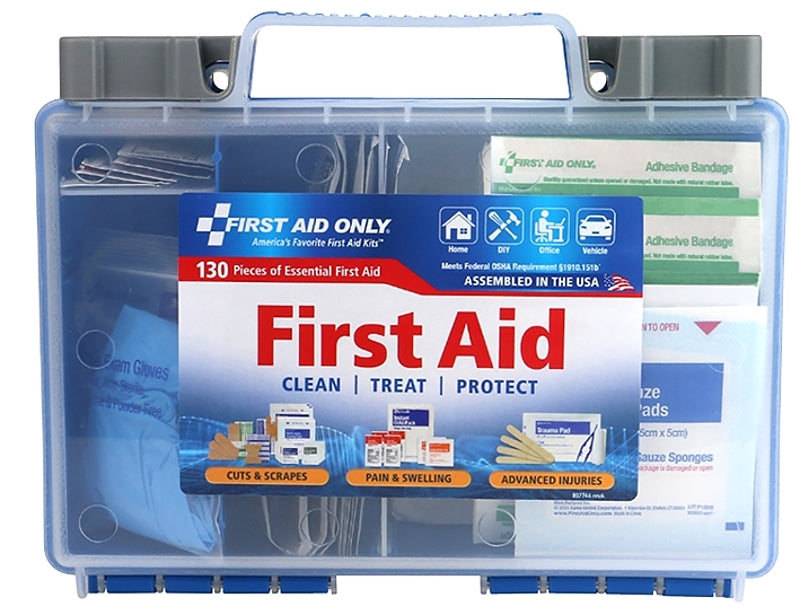 FIRST AID ONLY First Aid Only 91299 First Aid Kit, 130-Piece, Multi-Color, Includes: (25) 3/4 x 3 in Adhesive Plastic Bandages