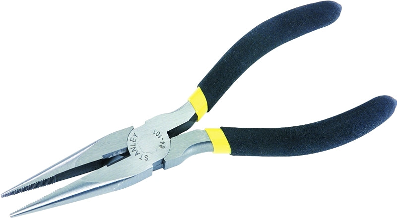 STANLEY STANLEY 84-101 Nose Plier, 6 in OAL, Black/Yellow Handle, Cushion-Grip Handle, 25/32 in W Jaw, 2-3/16 in L Jaw TOOLS STANLEY