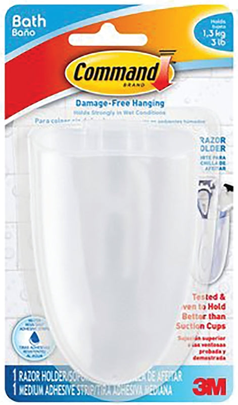 COMMAND Command BATH16-ES Bath Razor Holder, Plastic, Frosted HOUSEWARES COMMAND