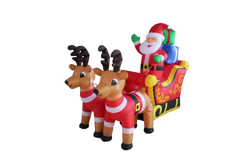 SANTAS FOREST Santas Forest 93022 Inflatable Santa Sleigh, 4 ft H, Polyester, Multi-Color, Internal Light HOLIDAY & PARTY SUPPLIES SANTAS FOREST