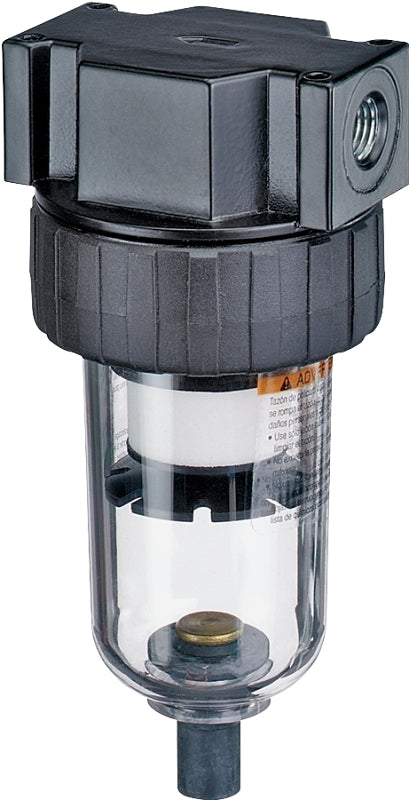 TRU-FLATE Tru-Flate 24-311 Air Line Filter, Manual, Polycarbonate, 6.1 in H