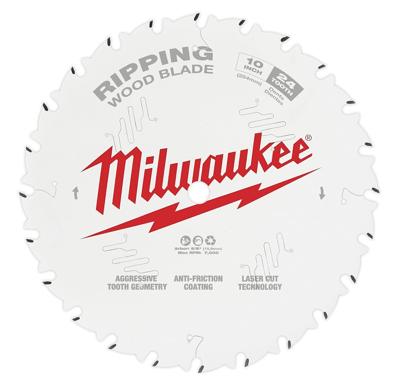 MILWAUKEE Milwaukee 48-40-1020 Circular Saw Blade, 10 in Dia, 5/8 in Arbor, 24-Teeth, Carbide Cutting Edge TOOLS MILWAUKEE