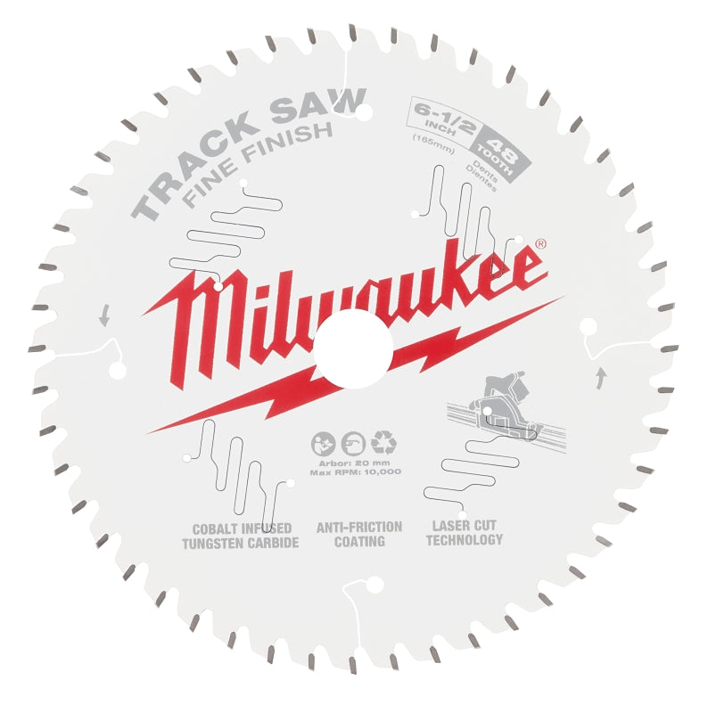 MILWAUKEE Milwaukee 48-40-0627 Track Saw Blade, 6-1/2 in Dia, 20 mm Arbor, 48-Teeth, Tungsten Carbide Cutting Edge
