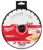 MILWAUKEE Milwaukee 48-40-0722 Circular Saw Blade, 7-1/4 in Dia, 5/8 in Arbor, 24-Teeth, Carbide Cutting Edge, 2/PK TOOLS MILWAUKEE