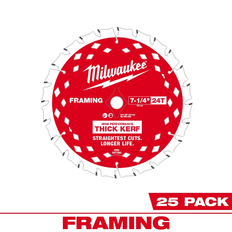 MILWAUKEE Milwaukee 48-40-2740 Circular Saw Blade, 7-1/4 in Dia, 5/8 in Arbor, 24-Teeth, Carbide Cutting Edge TOOLS MILWAUKEE