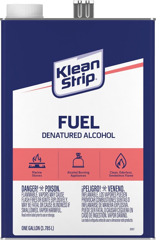 KLEAN STRIP Klean Strip GSL26 Denatured Alcohol, Liquid, Alcohol, Water White, 1 gal, Can