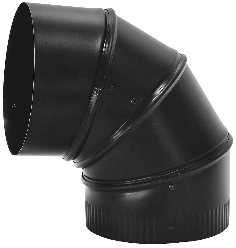 IMPERIAL Imperial BM0016 Stove Pipe Elbow, 90 deg Angle, 8 in, Male, 24 ga Gauge, Steel, Matte Black