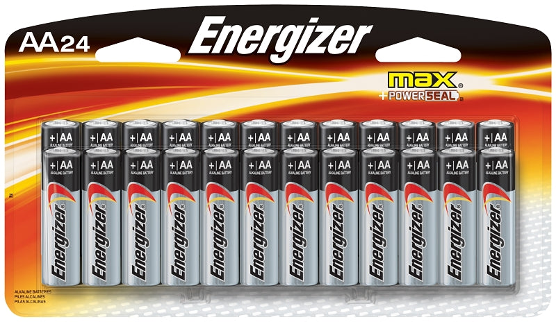 ENERGIZER BATTERY Energizer E91 E91BP-24 Battery, 1.5 V Battery, 2779 mAh, AA Battery, Alkaline, Manganese Dioxide, Zinc, Black ELECTRICAL ENERGIZER BATTERY