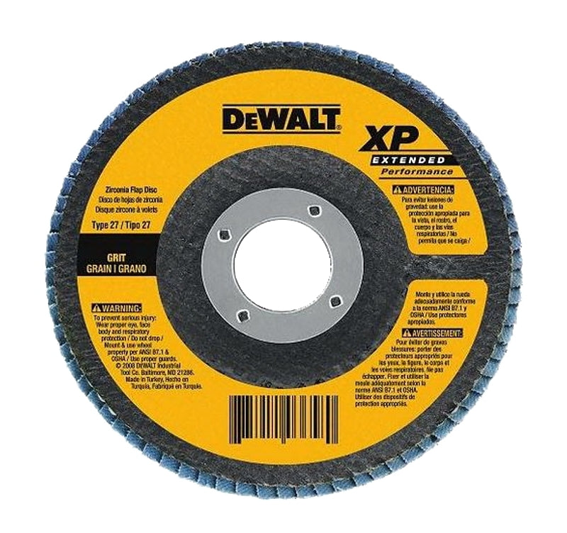 DEWALT DEWALT DW8357 Flap Disc, 4-1/2 in Dia, 5/8-11 Arbor, Coated, 60 Grit, Medium, Zirconia Abrasive, Fiberglass Backing TOOLS DEWALT