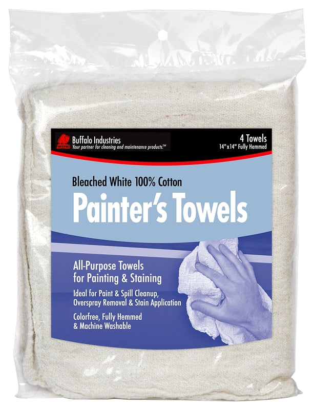 BUFFALO Buffalo 62002C Painter's Towel, 13 x 14 in, Cotton, White PAINT BUFFALO