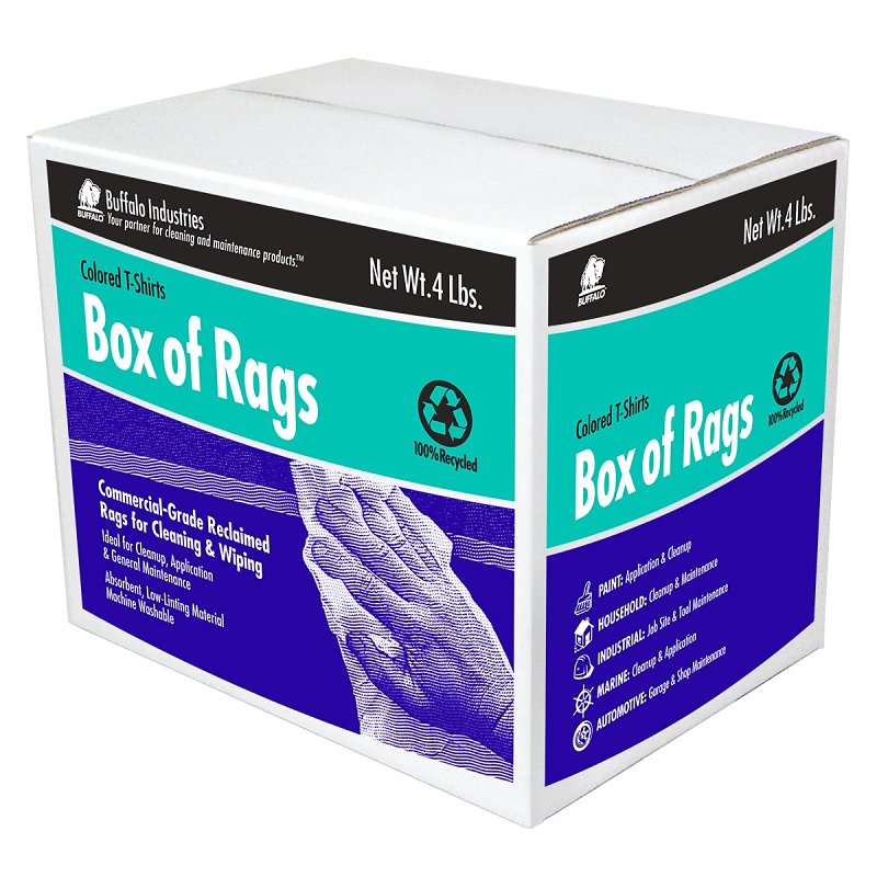 BUFFALO Buffalo 10080 Recycled Rag, Assorted, 4 lb PAINT BUFFALO