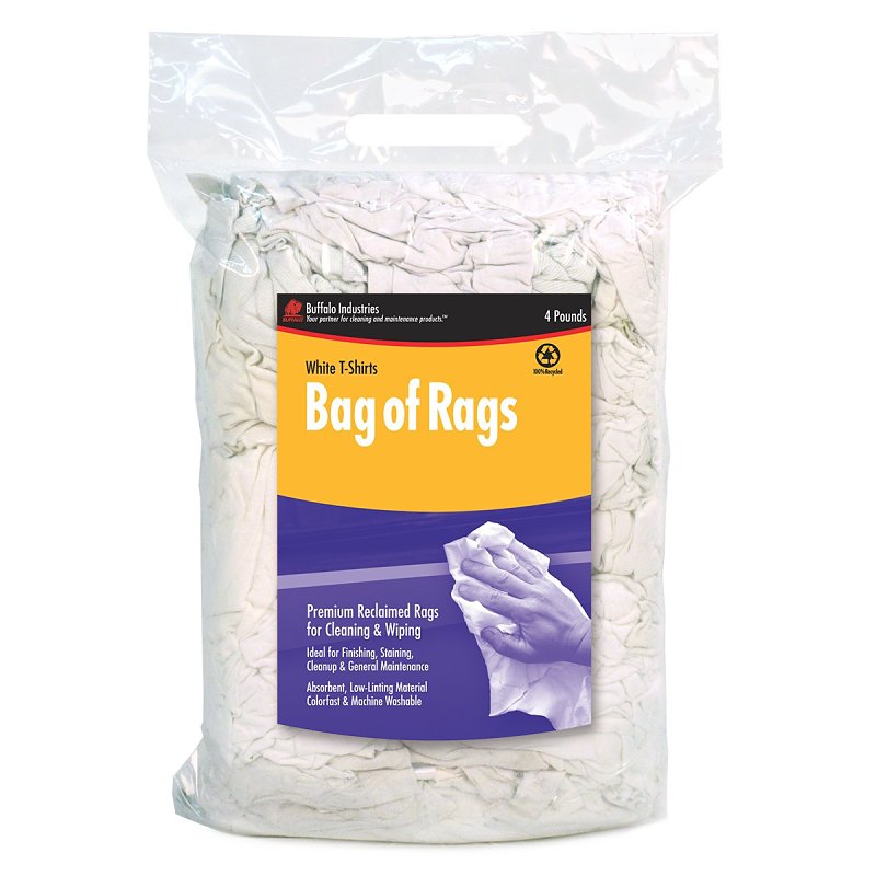 BUFFALO Buffalo 10520PB Compressed Rag, Cotton, White PAINT BUFFALO