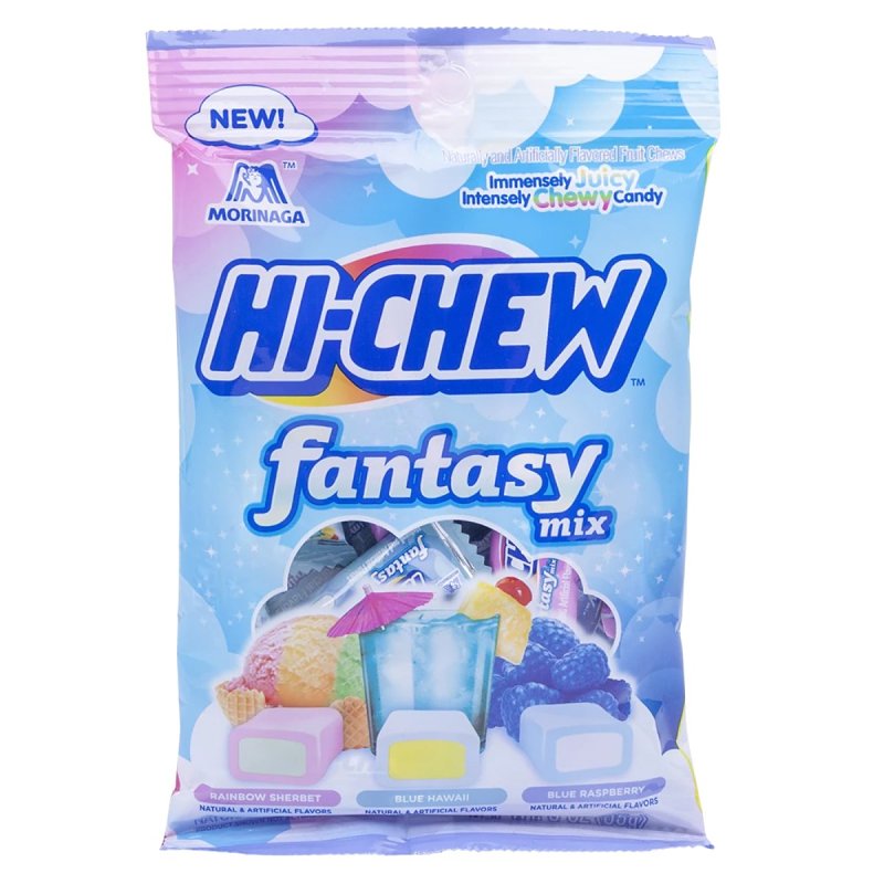 HI-CHEW Hi-Chew 744238 Fantasy Mix Chewy Candy, Blue Hawaii, Blue Raspberry, Rainbow Sherbet, 3 oz Bag HOUSEWARES HI-CHEW