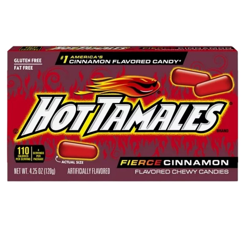 HOT TAMALES Hot Tamales 762794 Chewy Candy, Fierce Cinnamon, 4.25 oz Box
