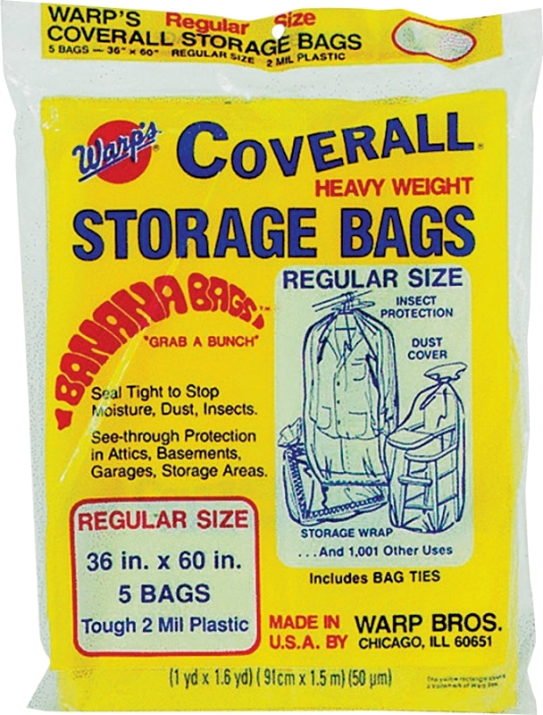 WARP'S Warp's Banana Bags CB-36 Storage Bag, R, Plastic, Yellow, 36 in L, 60 in W, 2 mil Thick