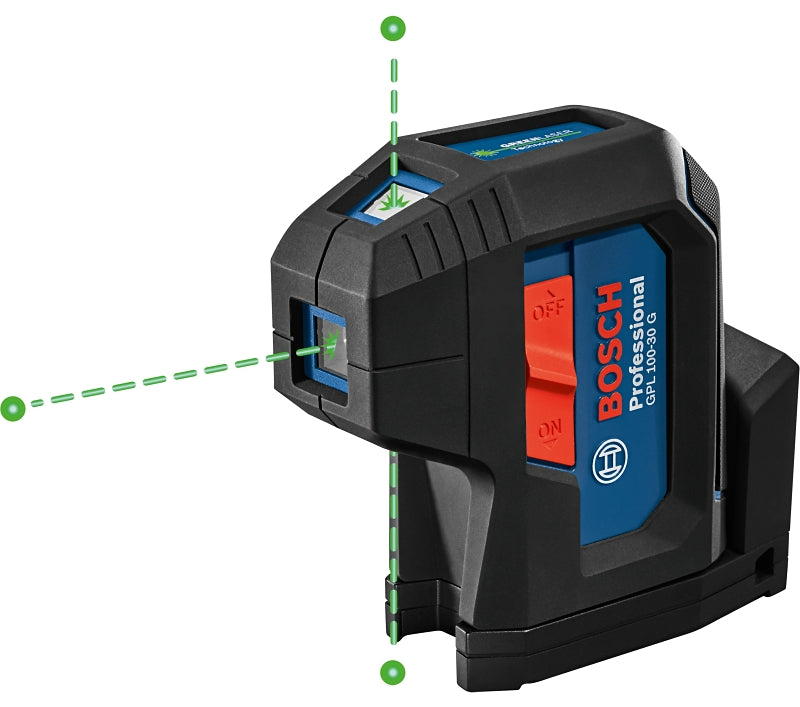 S-B POWER TOOL Bosch GPL100-30G Three-Point Alignment Laser Level, 125 ft, +/-1/8 in at 30 ft Accuracy, 2-Beam, Green Laser