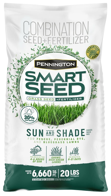 PENNINGTON Pennington 100543720 Grass Seed, 20 lb Bag, 6660 sq-ft Coverage Area, Sun and Shade