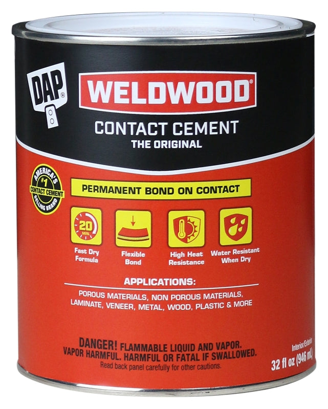 DAP DAP 00272 Contact Cement, Liquid, Strong Solvent, Tan, 1 qt, Can PAINT DAP