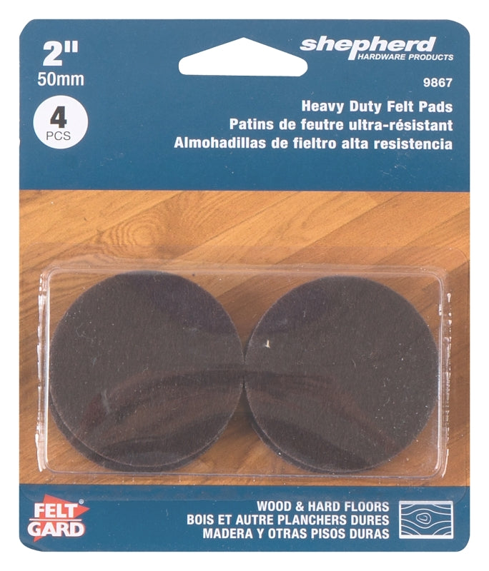 SHEPHERD Shepherd Hardware 9867 Protective Pad, Felt, Brown, 2 in Dia
