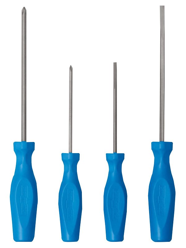 CHANNELLOCK Channellock SD-4H Standard Screwdriver Set, 4-Piece, Tri-Alloy Steel, Gun Metal High Polish, Blue