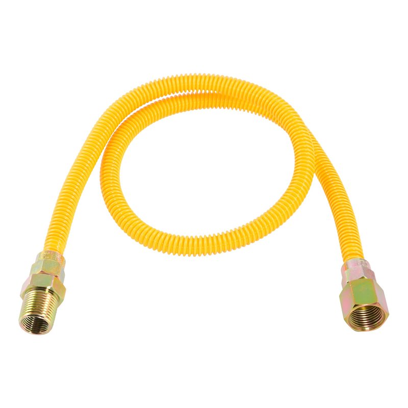 CASH ACME Eastman EZ-10 Series 10YE515036B Gas Connector, 36 in L, 1/2 in, FIP x MIP, Epoxy-Coated, 3/8 in, 304 Stainless Steel
