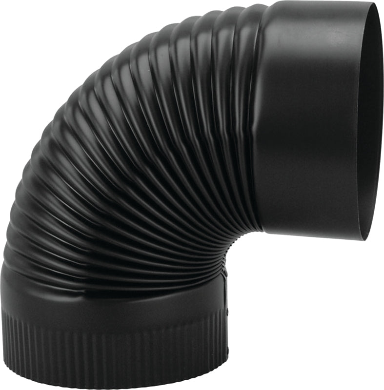 IMPERIAL Imperial BM0025 Stove Pipe Elbow, 90 deg Angle, 8 in, 24 Gauge, Steel, Black PLUMBING, HEATING & VENTILATION IMPERIAL