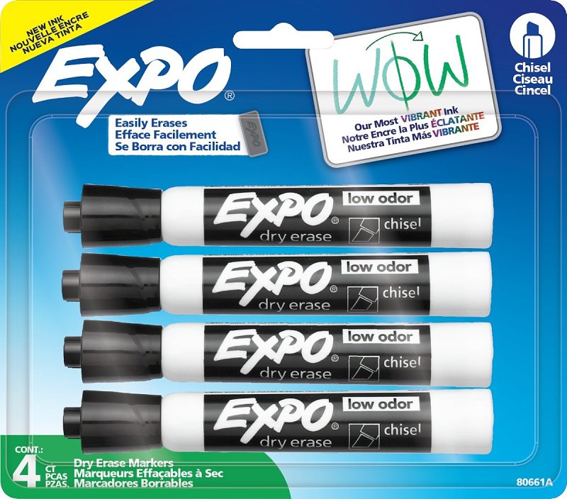 EXPO Expo 80661 Dry Erase Marker, Chisel Lead/Tip, Broad Lead/Tip, Black Lead/Tip