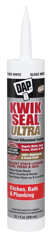 DAP DAP 18897 Siliconized Sealant, White, 0 to 150 deg F, 10.1 oz Cartridge PAINT DAP