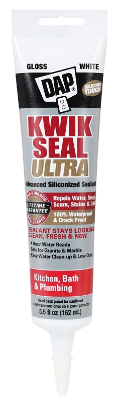 DAP DAP 18914 Siliconized Sealant, White, 0 to 150 deg F, 5.5 oz Tube PAINT DAP