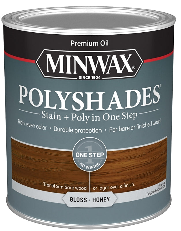 MINWAX Minwax 614960444 Waterbased Polyurethane Stain, Gloss, Liquid, Honey, 1 qt