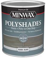 MINWAX Minwax PolyShades 614984444 Interior Wood Stain, Gloss, Slate, Liquid, 1 qt PAINT MINWAX