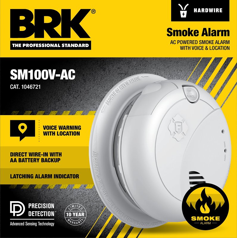 BRK BRK 1046721 Smoke Alarm with Battery Backup and Voice Alerts, Photoelectric Sensor, Alarm: Voice HARDWARE & FARM SUPPLIES BRK