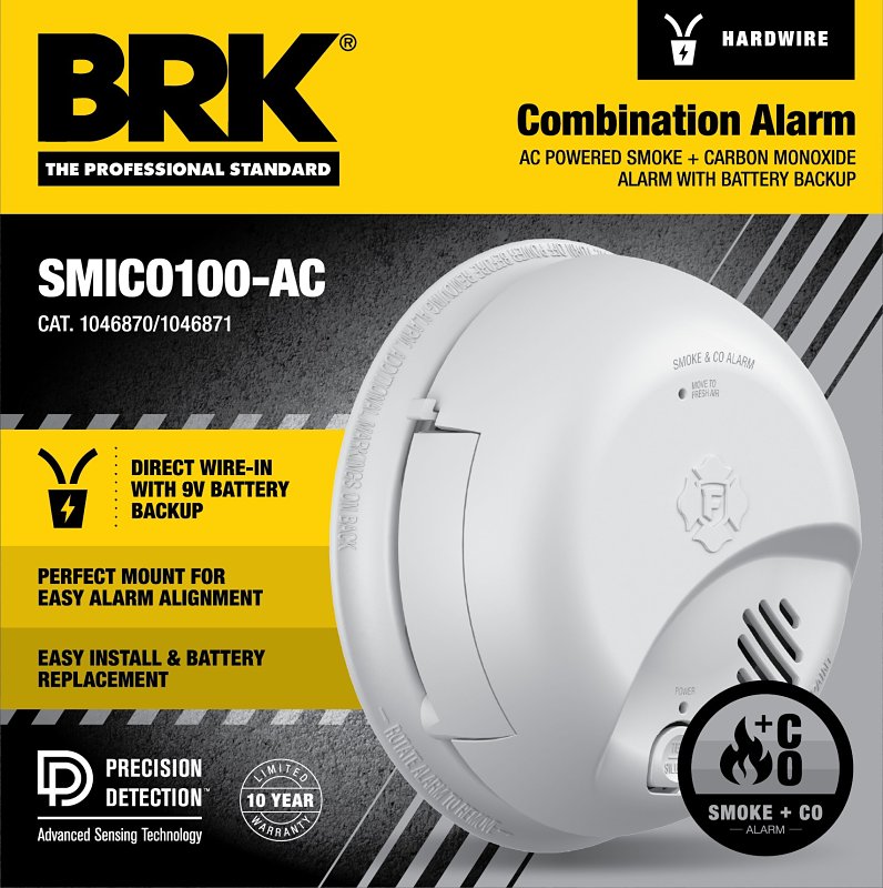 BRK First Alert 1046870 Smoke and Carbon Monoxide Alarm, 85 dBA, Ionization Sensor, White HARDWARE & FARM SUPPLIES BRK