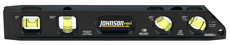 HULTAFORS Johnson 1411-0900 Torpedo Level, 9 in L, 4-Vial, Magnetic, Aluminum