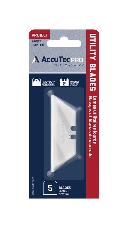 ACCUTEC BLADES AccuTec PRO APBL-8009-0000 Heavy-Duty Utility Blade, 6 in L, HCS, Two Facet, Two Notch Edge TOOLS ACCUTEC BLADES