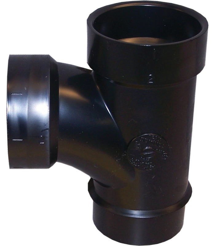 IPEX USA LLC-CANPLAS Canplas 105153LBC Sanitary Pipe Tee, 3 in, Spigot x Hub, ABS, Black