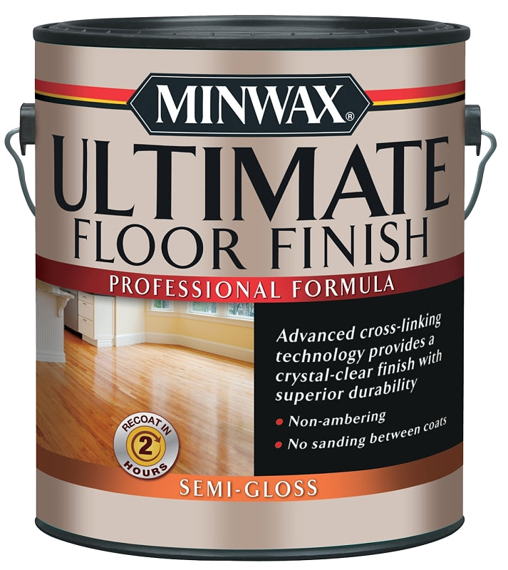MINWAX Minwax 131020000 Urethane Floor Finish, Semi-Gloss, Liquid, Crystal Clear, 1 gal, Can