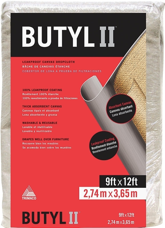 TRIMACO Trimaco 85321 Drop Cloth, 12 ft L, 9 ft W, 1/32 in Thick, Canvas, Beige/Cream PAINT TRIMACO