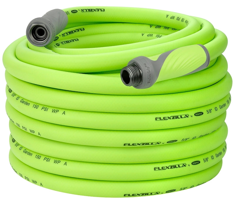 FLEXZILLA Flexzilla SwivelGrip HFZG5100YWS-N/CA Garden Hose, 5/8 in, 100 ft L, GHT, Polymer, Green