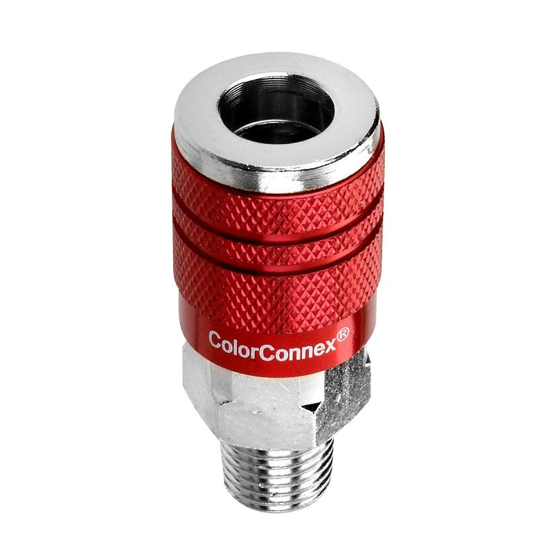 COLORCONNEX Legacy A73420D Industrial Interchange Coupler, 1/4 in, MNPT, Aluminum/Steel, Zinc, Red TOOLS COLORCONNEX